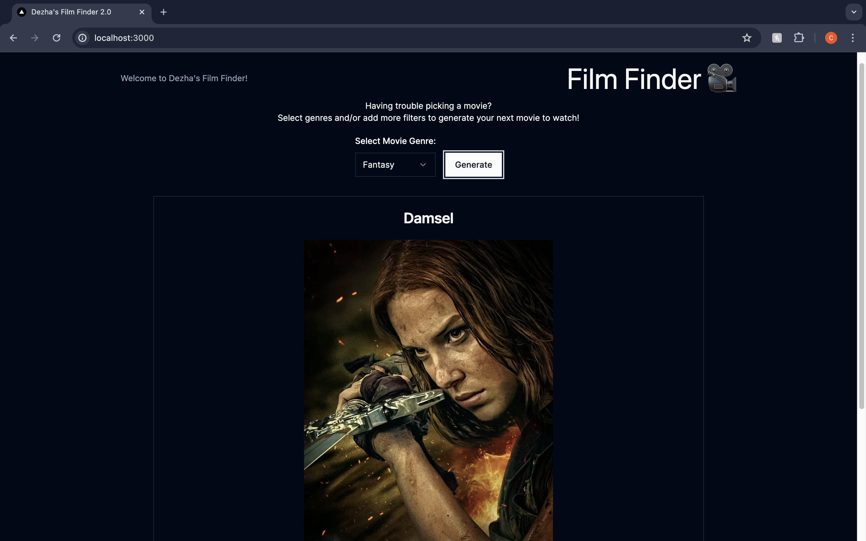 Dezha's Film Finder Main Page