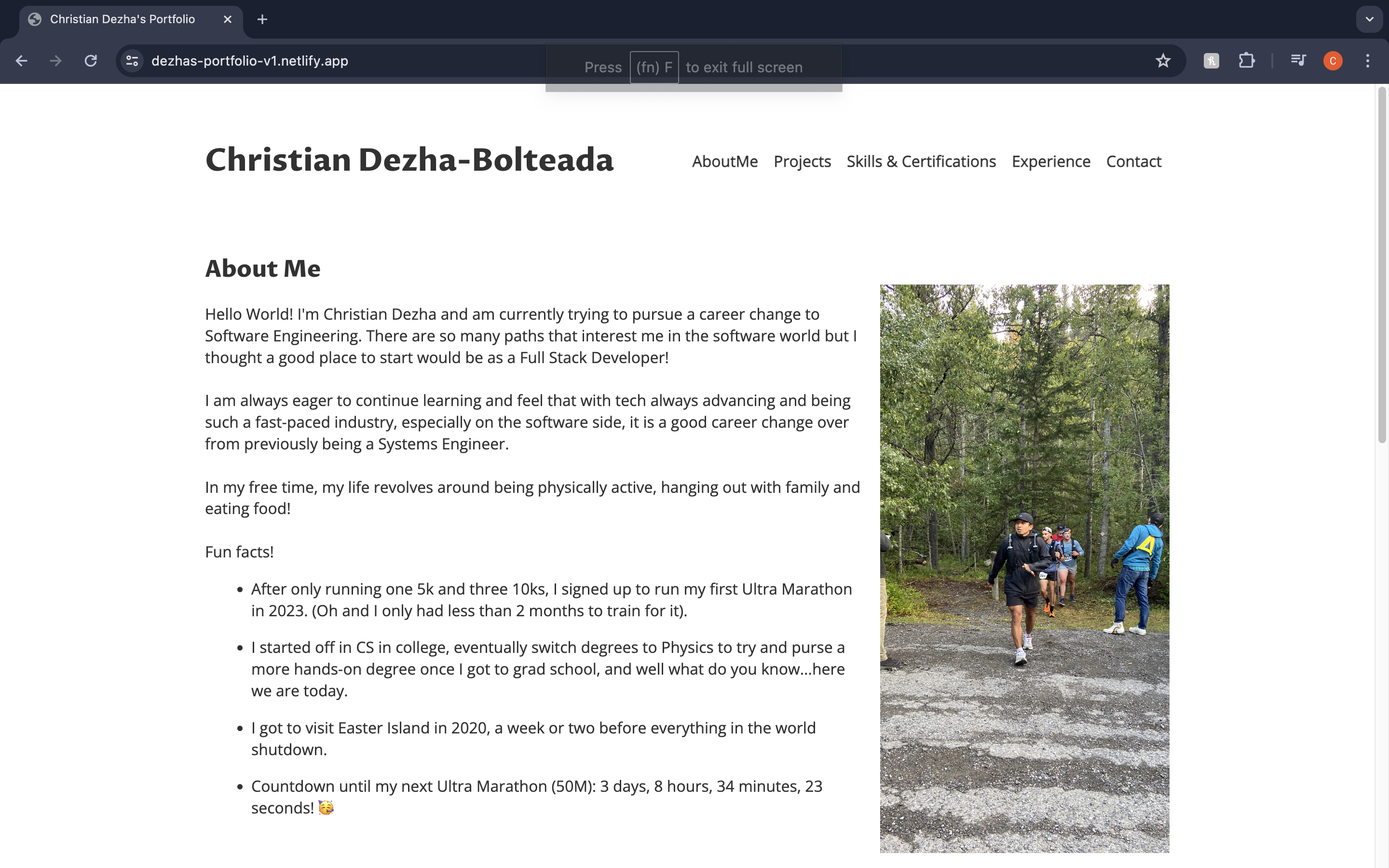Christian Dezha's Portfolio version 1 main page