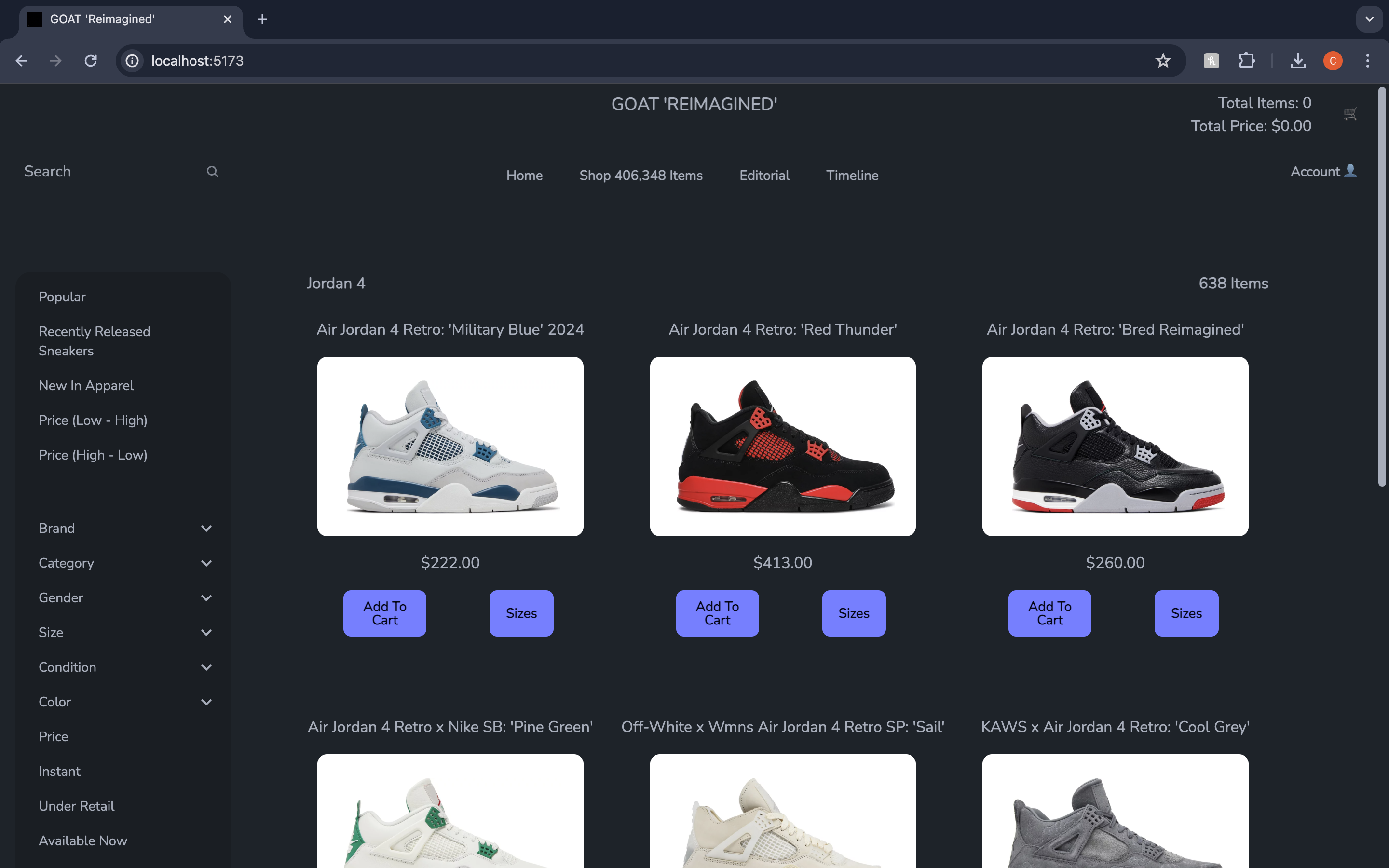 GOAT 'Reimagined' landing page